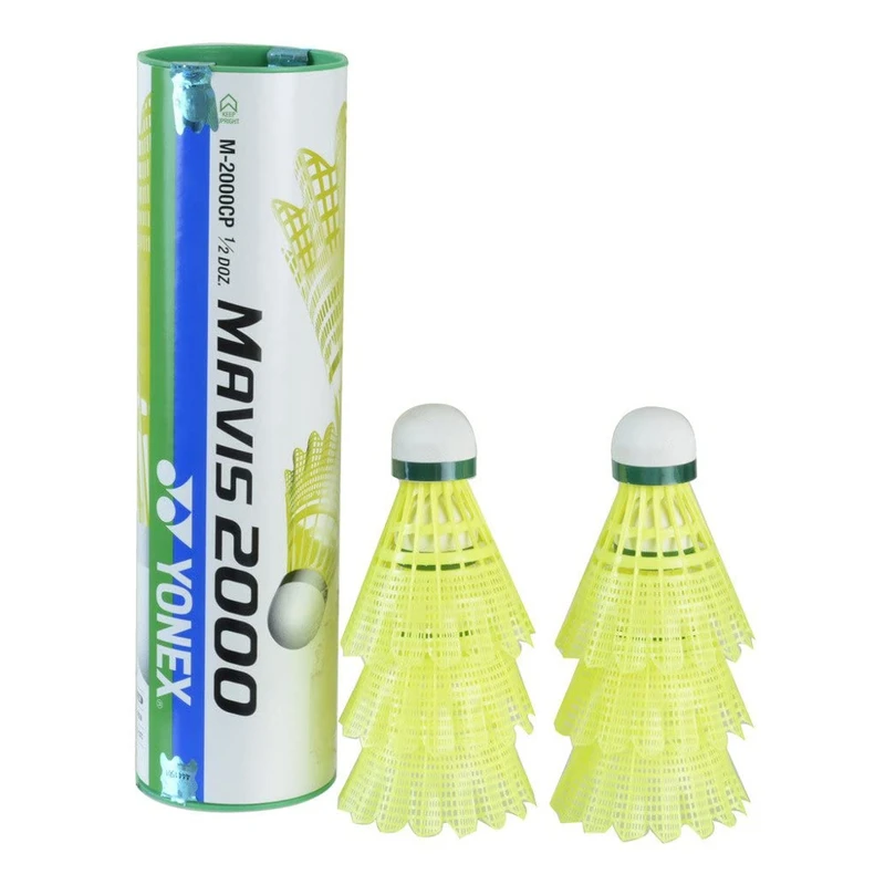 Badmintonové míče Yonex Mavis 2000 - žlutý míček, zelený pruh Badmintonové míče Yonex Mavis 2000 - žlutý míček, zelený pruh