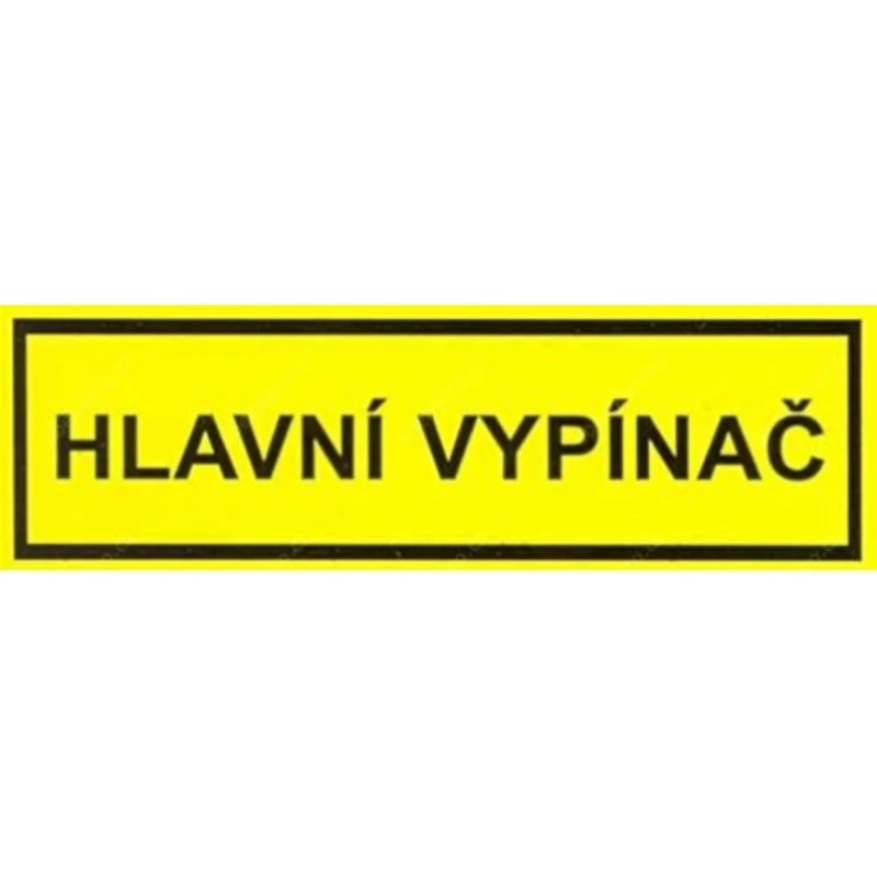 Samolepka hlavní vypínač v rámečku (žlutá) 25x75mm