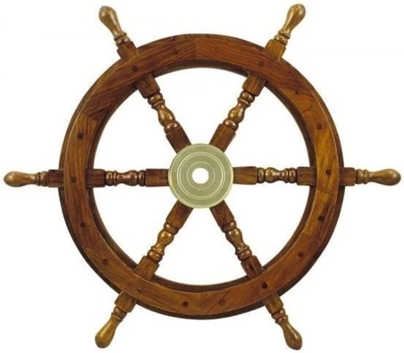 Sea-Club Steering Wheel wood with brass Center - o 60cm