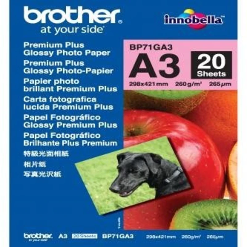 Brother BP71GA3 Glossy Photo Paper, foto papír, lesklý, bílý, A3, 260 g/m2, 20 ks, BP71GA3, inkoustový Brother BP71GA3 Glossy Photo Paper, foto papír, lesklý, bílý, A3, 260 g/m2, 20 ks, BP71GA3, inkoustový