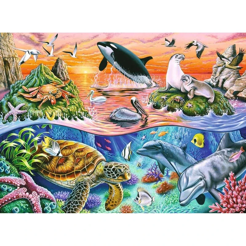 Ravensburger puzzle Pestrý oceán 100 dílků Ravensburger puzzle Pestrý oceán 100 dílků