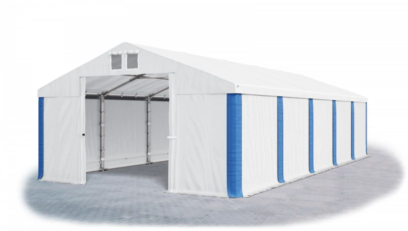 Garážový stan 4x6x2m střecha PVC 560g/m2 boky PVC 500g/m2 konstrukce ZIMA Bílá Bílá Modré Garážový stan 4x6x2m střecha PVC 560g/m2 boky PVC 500g/m2 konstrukce ZIMA Bílá Bílá Modré