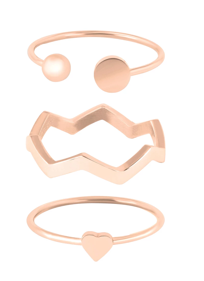 Troli Designová růžově zlacená sada ocelových prstenů 58 mm