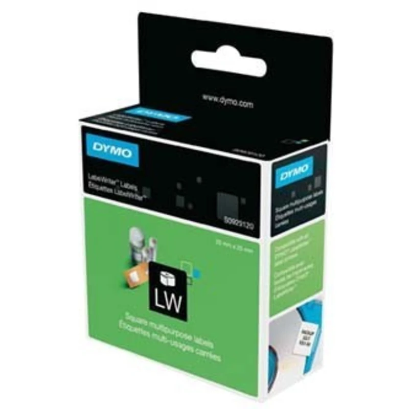 Dymo S0929120, 25mm x 25mm, 750 ks, bílé multifunkční papírové štítky Dymo S0929120, 25mm x 25mm, 750 ks, bílé multifunkční papírové štítky