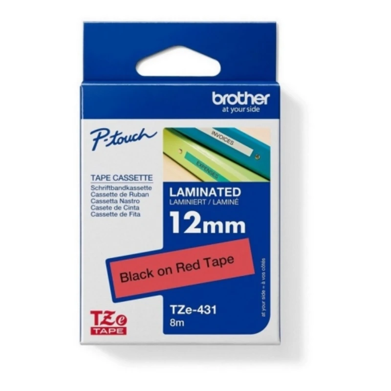 Páska do štítkovače Brother TZE-431 červená/černá 12mm originální Páska do štítkovače Brother TZE-431 červená/černá 12mm originální