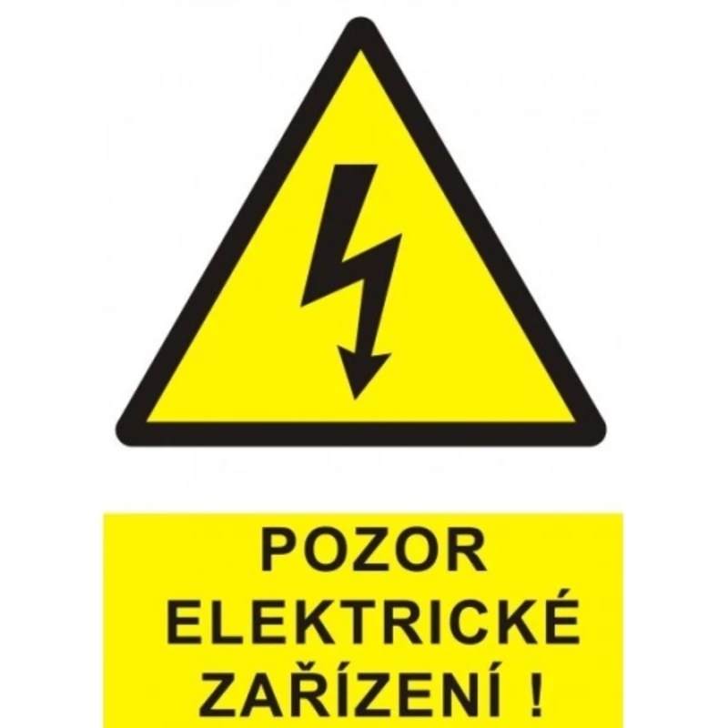 Samolepka pozor elektrické zařízení blesk v trojúhelníku (žlutá) 90x120mm Samolepka pozor elektrické zařízení blesk v trojúhelníku (žlutá) 90x120mm