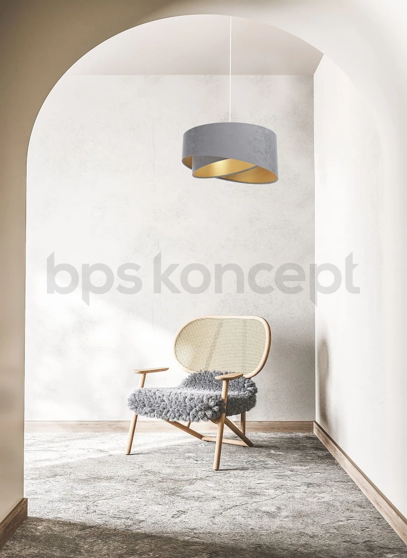Designová závěsná lampa Grismo, šedá/zlatá