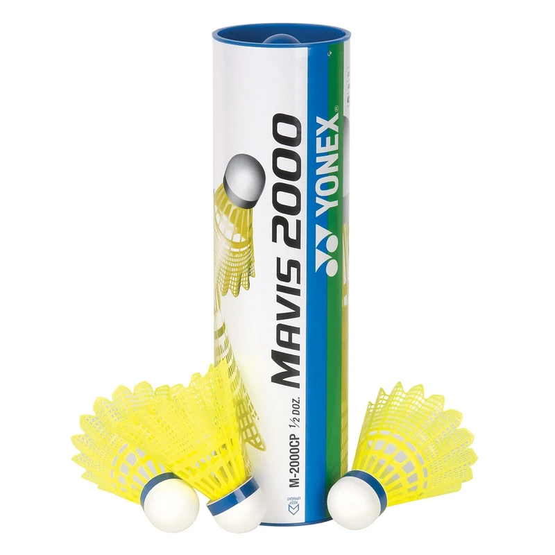 Badmintonové míče Yonex Mavis 2000 - žlutý míček, modrý pruh Badmintonové míče Yonex Mavis 2000 - žlutý míček, modrý pruh