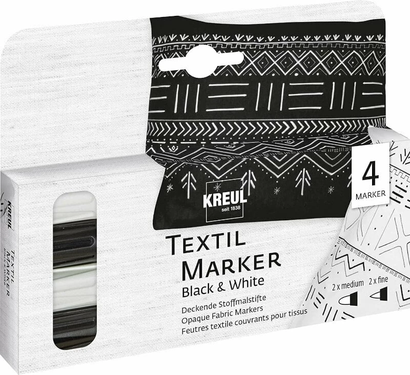 Kreul 92751 Fixy na textil Black & White 4 ks