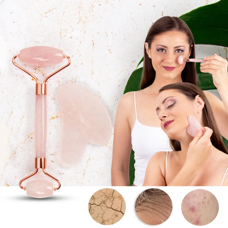 Masážní set Face roller a Gua Sha inSPORTline Rosado Set Masážní set Face roller a Gua Sha inSPORTline Rosado Set