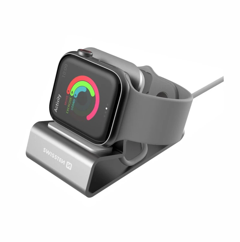 Hliníkový stojánek Swissten pro Apple Watch, stříbrná Hliníkový stojánek Swissten pro Apple Watch, stříbrná