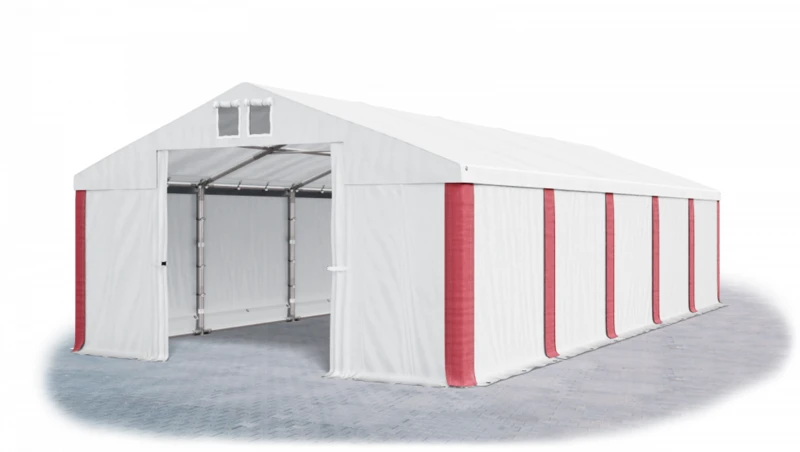 Garážový stan 4x6x2m střecha PVC 560g/m2 boky PVC 500g/m2 konstrukce ZIMA Bílá Bílá Červené Garážový stan 4x6x2m střecha PVC 560g/m2 boky PVC 500g/m2 konstrukce ZIMA Bílá Bílá Červené