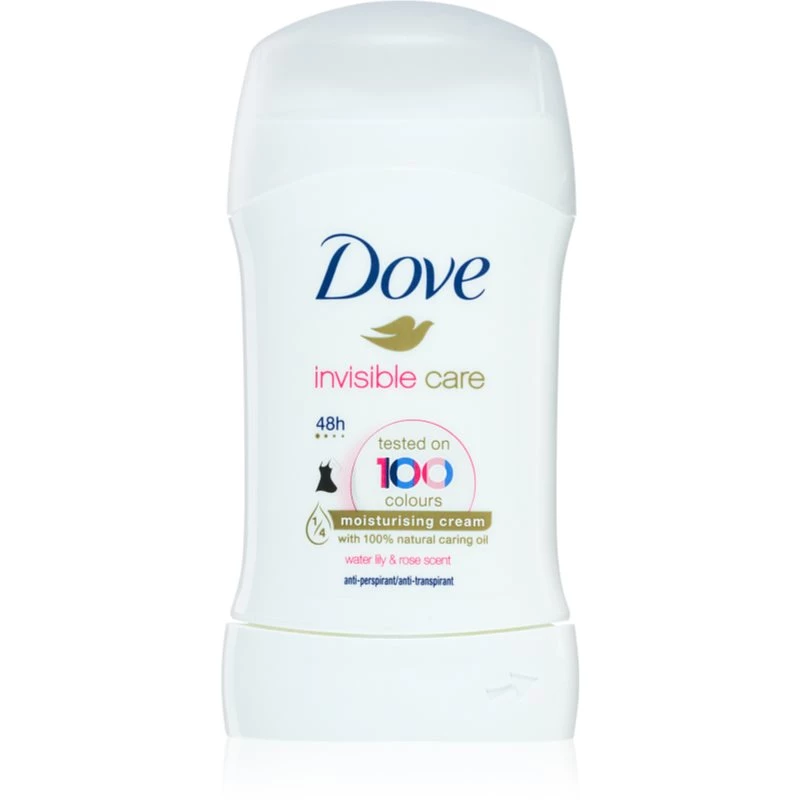 Dove Invisible Care Antiperspirant tuhý antiperspirant proti bílým skvrnám bez alkoholu Water Lily & Rose 40 ml