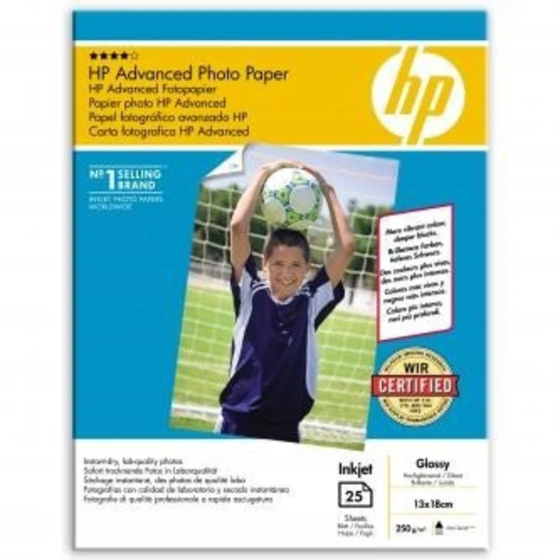 HP Q8696A Advanced Glossy Photo Paper, foto papír, lesklý, zdokonalený, bílý, 13x18cm, 5x7", 250 HP Q8696A Advanced Glossy Photo Paper, foto papír, lesklý, zdokonalený, bílý, 13x18cm, 5x7", 250