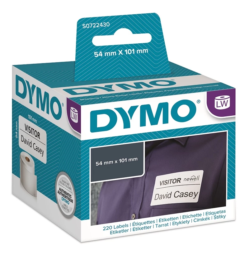 Dymo 99014, S0722430, 54mm x 101mm, bílé papírové štítky